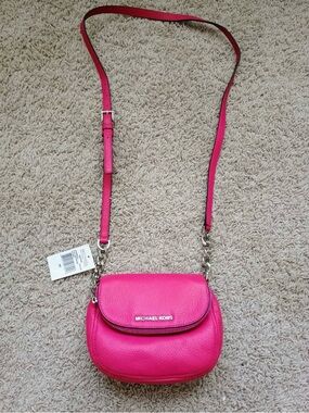 NWT Michael Kors Bedford Flap Crossbody Leather bag Fuschia